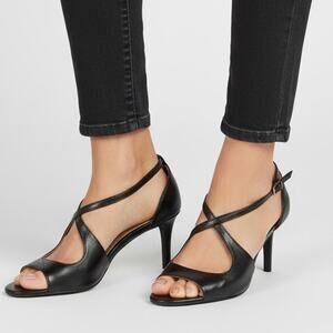 Calvin Klein Landria Black Strappy Heels Size 10 Ankle Strap Sandal Dressy